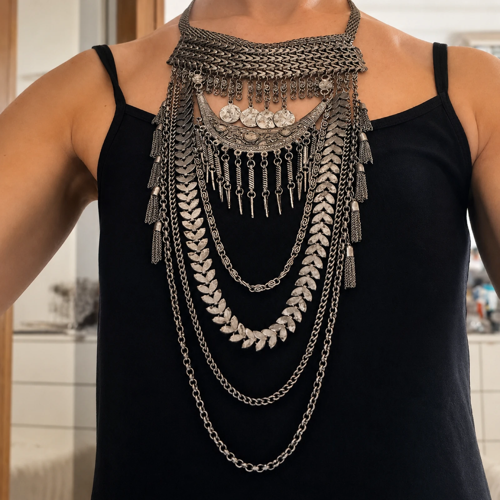 Collar tribal boho XXL estilo afgano | Collar statement
